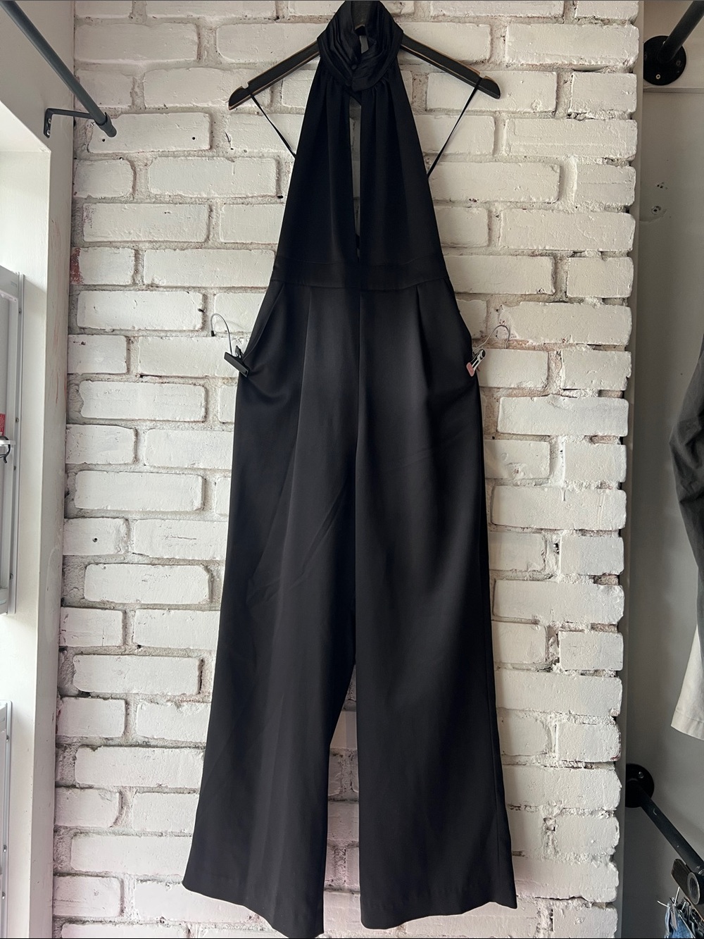 guess Y2K flare leg Halter-Neck Wide Leg Jumpsuit - Black